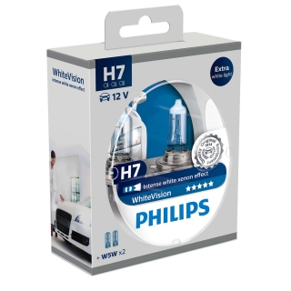 Žiarovka H7 PHILIPS WhiteVision + W5W - Set 2ks