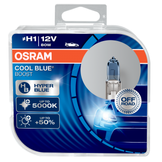 Žiarovka H1 OSRAM CoolBlue Booster 12V 80W HyperBlue Modrá +50% svetla - Set 2ks