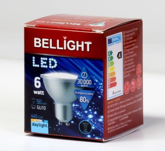 LED GU10 žiarovka 50W 230V BELLIGHT spotreba 6W studená biela 445lm