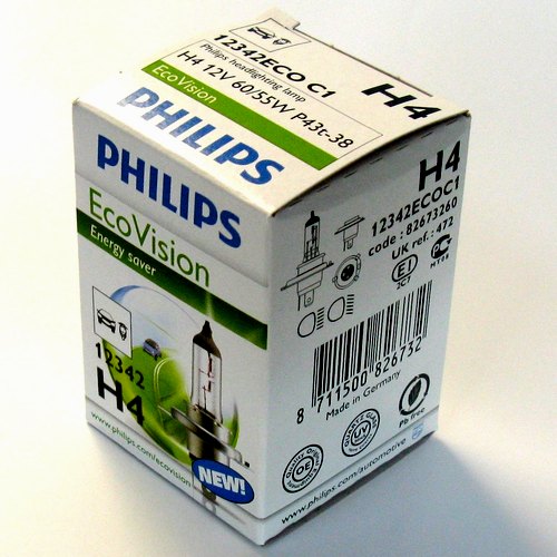 Žiarovka H4 PHILIPS EcoVision 12V 60/55W P43T 