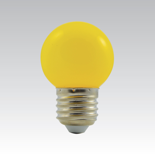Žltá LED žiarovka E27 230V 1W G45 krytie IP45