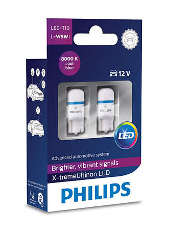 Auto LED Philips X-treme Vision W5W T10 12V 8000K Studená  Modrá
