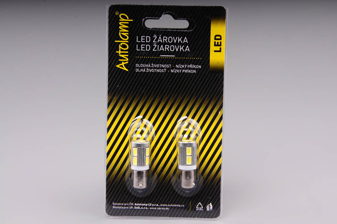 2x Žiarovka LED T4W 12V AUTOLAMP BA9s 6000K Studená biela - Set 2ks