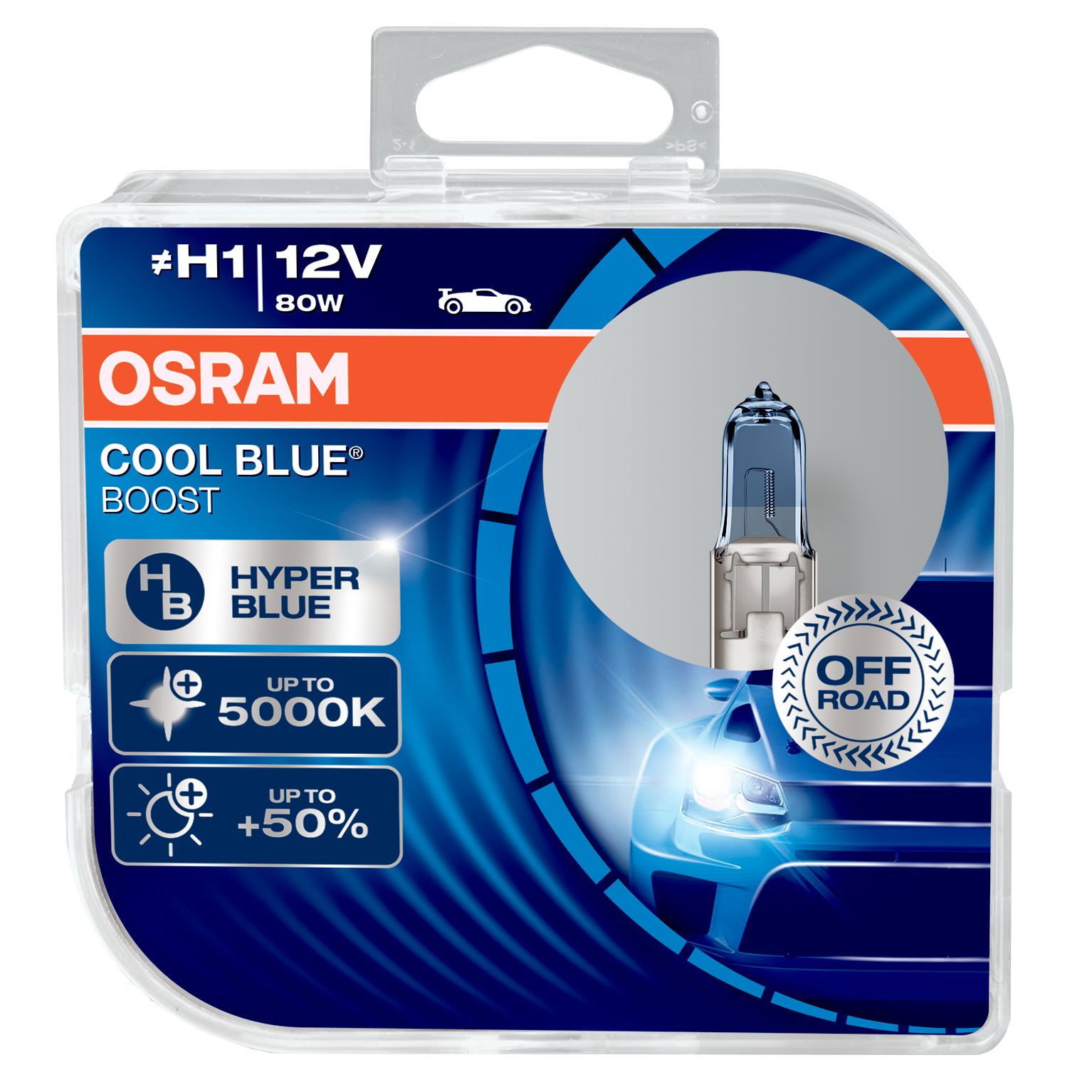 Žiarovka H1 OSRAM CoolBlue Booster 12V 80W HyperBlue Modrá +50% svetla - Set 2ks