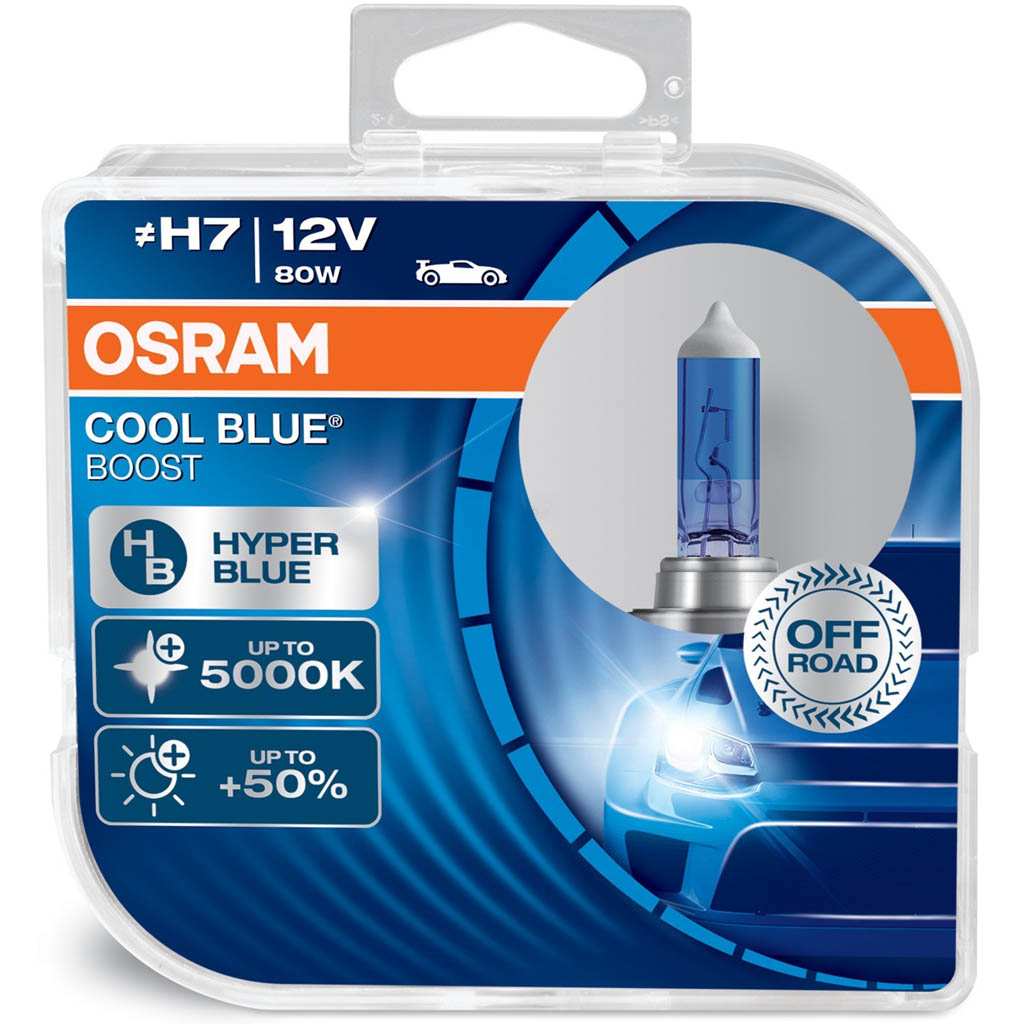 Žiarovka H7 OSRAM CoolBlue Booster 12V 80W HyperBlue Modrá +50% svetla - Set 2ks