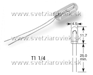 Žiarovka T1 1/4 12V 1,2W 100mA ELTA 4,5x11,7mm dlhé kontakty