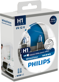 Žiarovka H1 PHILIPS WhiteVision ultra 12V xenónový efekt + W5W blue - Set 2ks