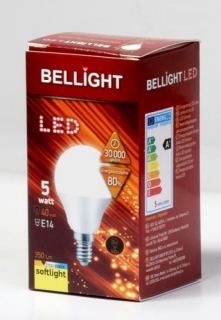 LED žiarovka E14 40W 230V SADN 2700K teplá biela G45 spotreba 5W