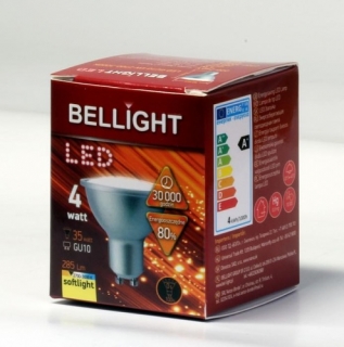 LED žiarovka GU10 35W 230V BELLIGHT spotreba 4W Teplá biela 2700K Ø50x56mm