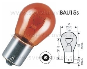 A-Žiarovka 12V 21W PY21W BAU15s - oranžová