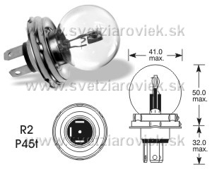 Žiarovka R2 6V 45/40W P45t AUTOLAMP