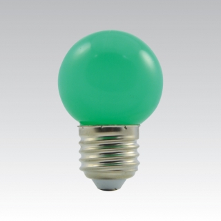 Zelená LED žiarovka E27 230V 1W G45 krytie IP45