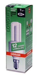 Žiarovka E14 40W (7W) 230V OSRAM DULUX LongLife 15000 hod - teplá biela