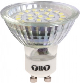 LED GU10 žiarovka 30W 230V ORO spotreba 3,7W 320lm SMD teplá biela so sklom