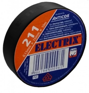 Elektro izolačná páska Čierna PVC 19mm x 20m x 0,13mm Electrix 211 ANTICOR