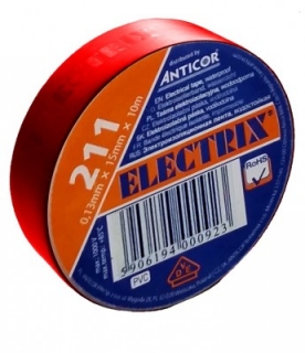 Elektro izolačná páska Červená PVC 15mm x 10m x 0,13mm Electrix 211 ANTICOR