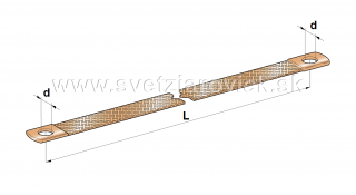 Pletený ukostrovací kábel Cu prierez 10mm - dĺžka 210mm - otvor 8,4mm - medený
