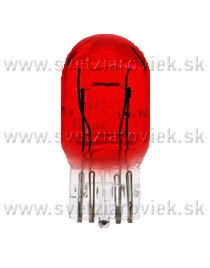 Žiarovka W21/5W 12V 21/5W T20 W3x16q celosklenená červená