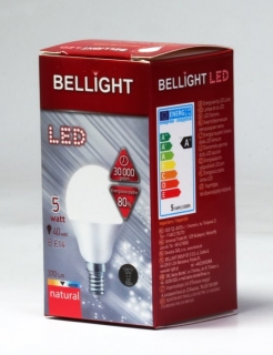 LED iluminačná žiarovka E14 230V 5W (40W) 4000K neutrálna biela G45