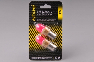 Jednovláknová žiarovka 12V-24V 21W LED BA15s P21W homogénna červená - Set 2ks