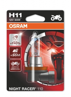 Žiarovka H11 OSRAM NightRacer 110 12V 55W Motocyklová + 110% Svetla - 1ks
