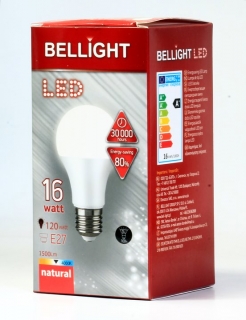 LED ako 120W žiarovka E27 230V BELLIGHT (spotreba 16W) teplá biela A65