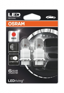 Auto-žiarovka P27/7W LED 3157 12V Červená Osram LEDriving Premium RED - Set