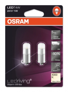 Žiarovka LED T4W 24V OSRAM LEDriving 4000K Teplá biela - Set 2ks