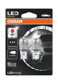 Auto-žiarovka W16W LED W2.1x9.5d 12V Červená Osram LEDriving Premium - Set