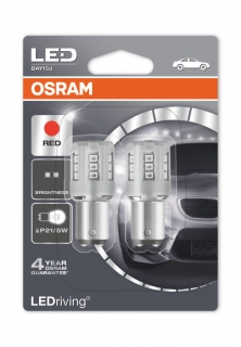 Auto žiarovka P21/5W LED 12V Červená Osram LEDriving Standard - Set