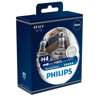 Žiarovka H4 PHILIPS RacingVision +150% 12V 60/55W 12342RVS2 - Set