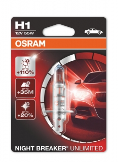 1ks Žiarovka H1 OSRAM Night Breaker Unlimited 12V 55W o 110% viac svetla