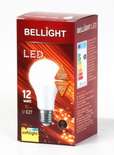 LED ako 90W žiarovka E27 230V BELLIGHT (spotreba 12W) teplá biela A60
