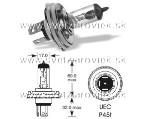 Žiarovka HR2 ELTA 6V 60/55W P45t halogén R2