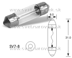 Žiarovka Sufit 3W ELTA SV7-8 6V dĺžka 31mm