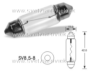 Žiarovka Sufit C10W ELTA 10W 6V SV8.5-8 dĺžka 42mm