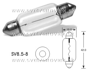 Žiarovka Sufit C15W ELTA 15W 6V SV8.5-8 ELTA 6V 15W dĺžka 41mm
