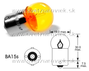 Žiarovka R10W ORANŽOVÁ ELTA 6V 10W BA15s Amber