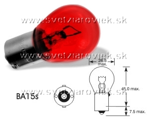 Žiarovka P21W ČERVENÁ ELTA 6V 21W BA15s Red