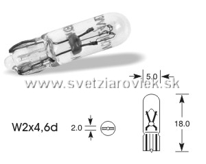 Žiarovka 1,2W ELTA 6V T5 W2x4,6d