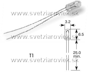 Žiarovka T1 6V 0,3W 50mA ELTA 3,2x6,5mm dlhé kontakty