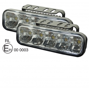 Denné svetlá 5 LED MYCARR SJ286E svietenie 2x7,6W (12V) a 2x4,5W (24V) ECE R87
