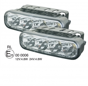 Denné svetlá 4 LED MYCARR SJ287E svietenie 2x4,8W 12V / 24V ECE R87