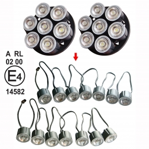 Tvarovateľné denné svetlá 7 LEDx1W MYCARR SJ292E svietenie 12V ECE R87 (E4)