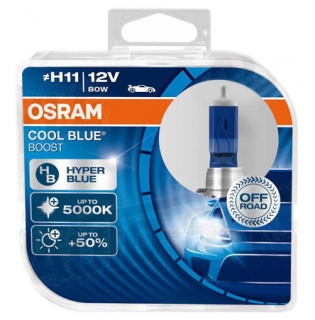 Žiarovka H11 OSRAM CoolBlue Booster 12V 80W HyperBlue Modrá +50% svetla Set 2ks