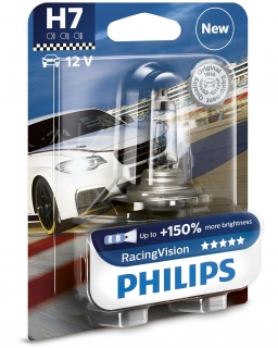 1ks Najsilnejšia H7 žiarovka PHILIPS RacingVision +150% 12V 55W 12972RVB1