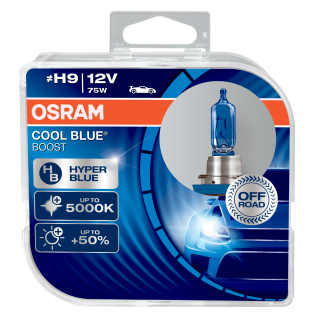 Žiarovka H9 OSRAM CoolBlue Booster 12V 75W HyperBlue Modrá +50% svetla Set 2ks