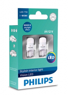 LED W5W žiarovka PHILIPS Vision 12V T10 6000K W2,1x9,5d 2ks