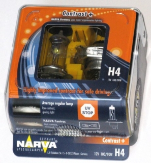 Žiarovka H4 NARVA 12V 100/90W Contrast+ do Hmly, Dažďa a Sneženia - Set 2ks